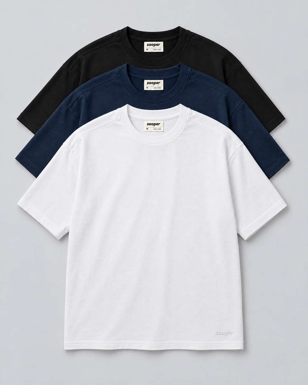 Box-Fit Tee 3-Pack - Black/White/Navy