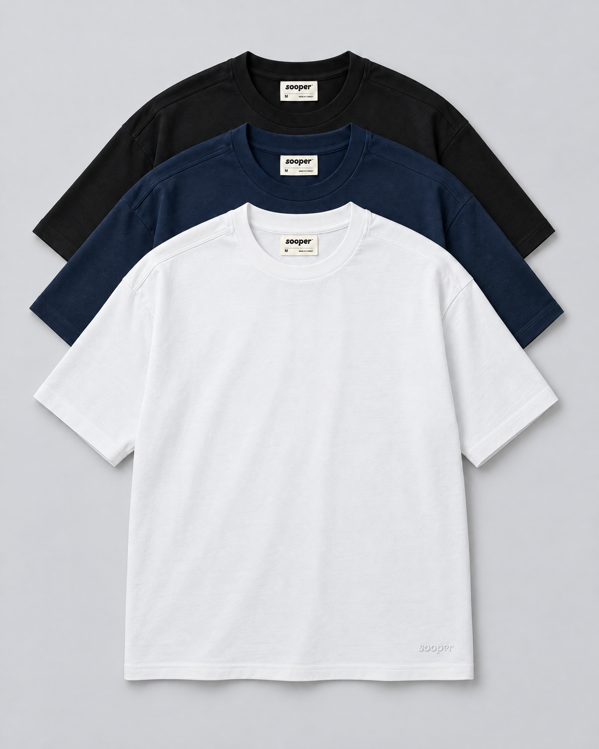 Box-Fit Tee 3-Pack - Black/White/Navy