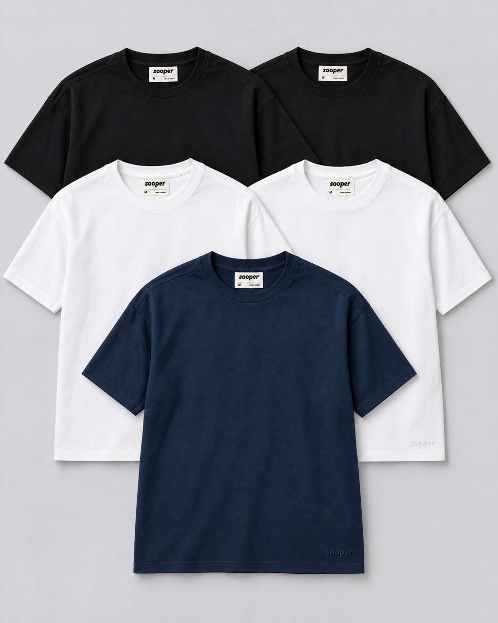 Box-Fit Tee 5-Pack - Black/White/Navy