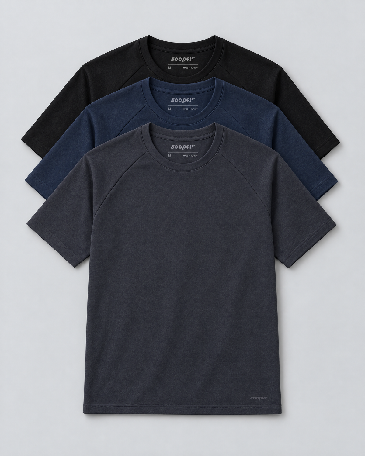 Sooper Raglan Tee 3-Pack - Black/Navy/Ebony