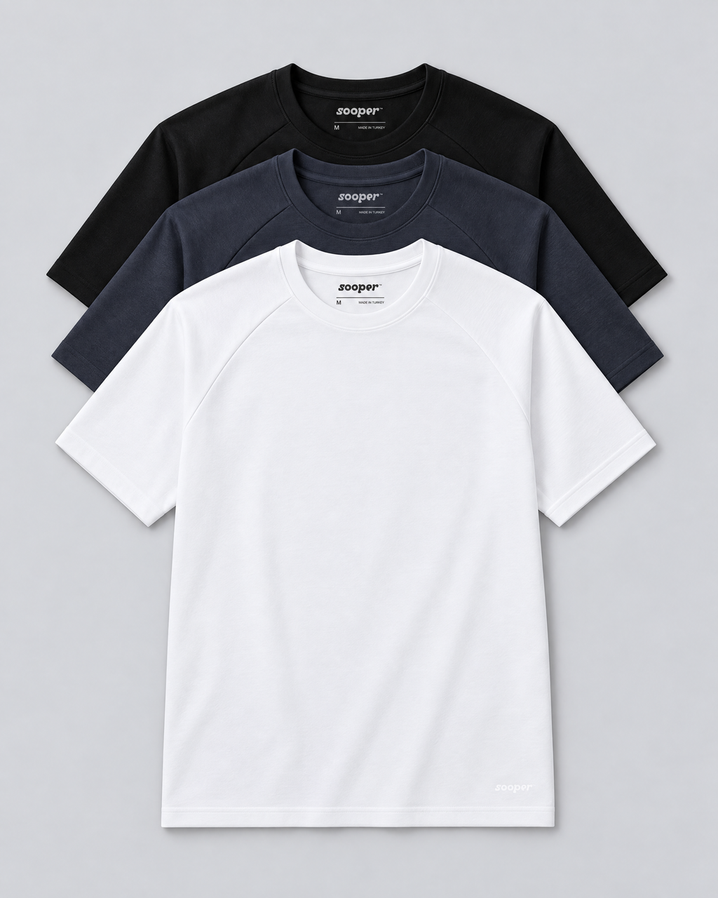 Sooper Raglan Tee 3-Pack - Black/White/Ebony