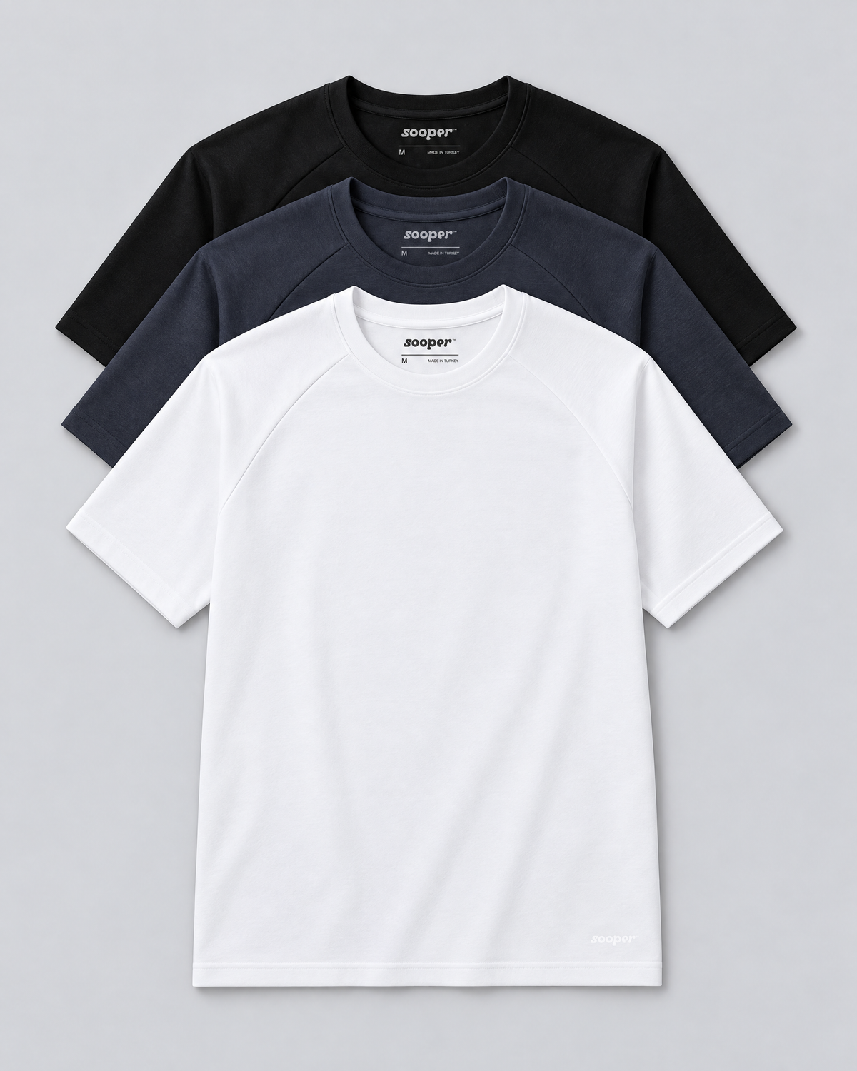 Sooper Raglan Tee 3-Pack - Black/White/Ebony