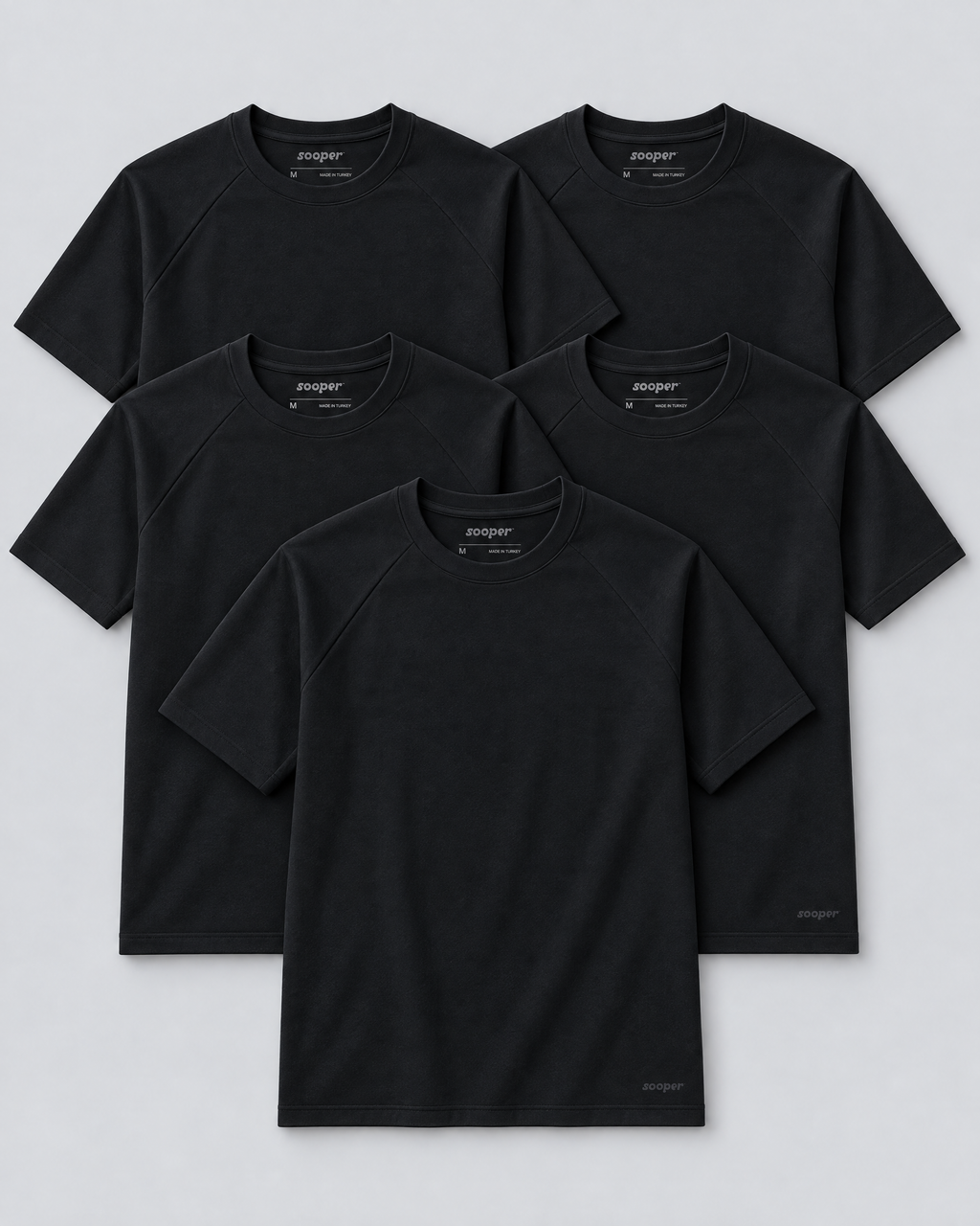 Sooper Raglan Tee 5-Pack - Black