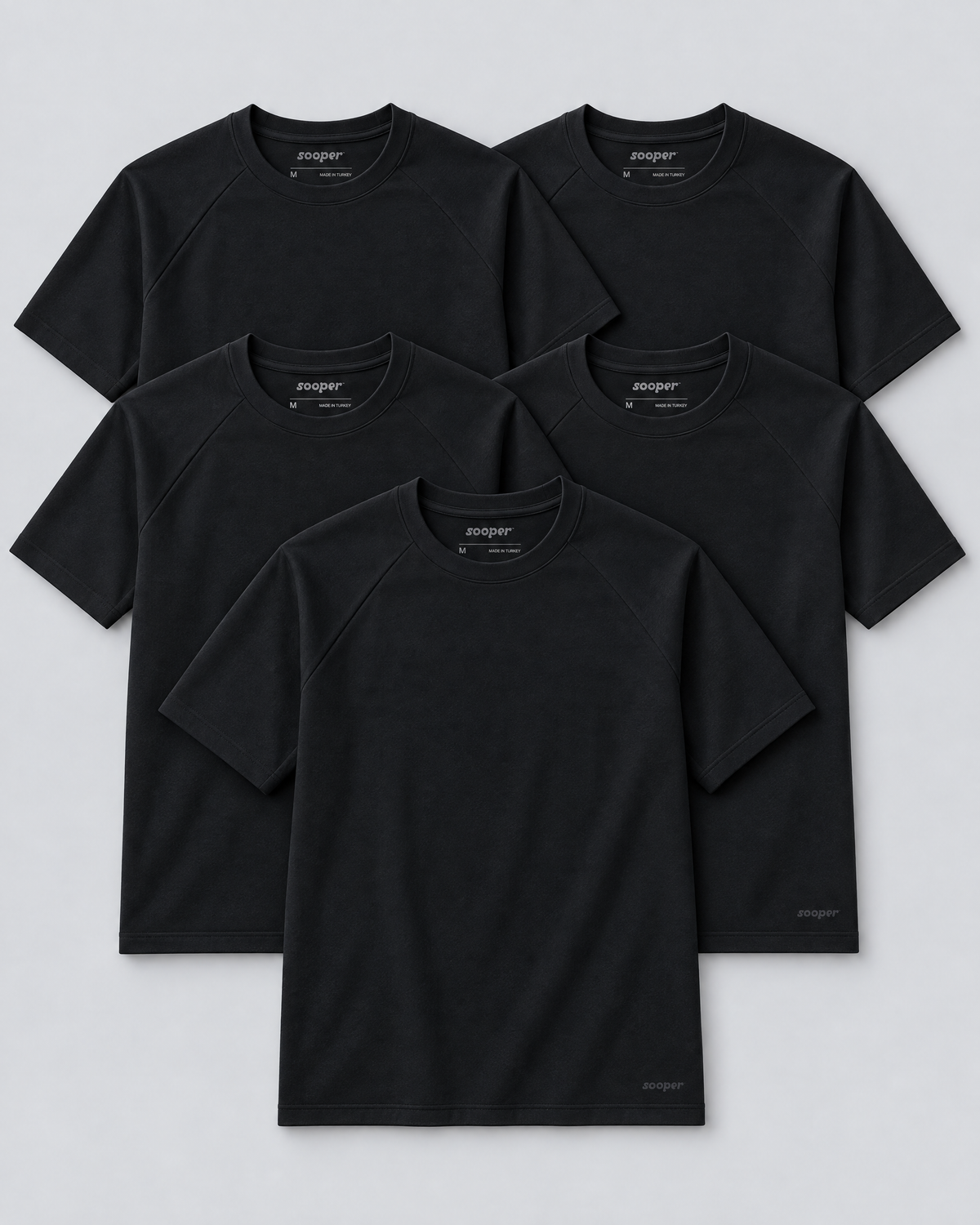 Sooper Raglan Tee 5-Pack - Black