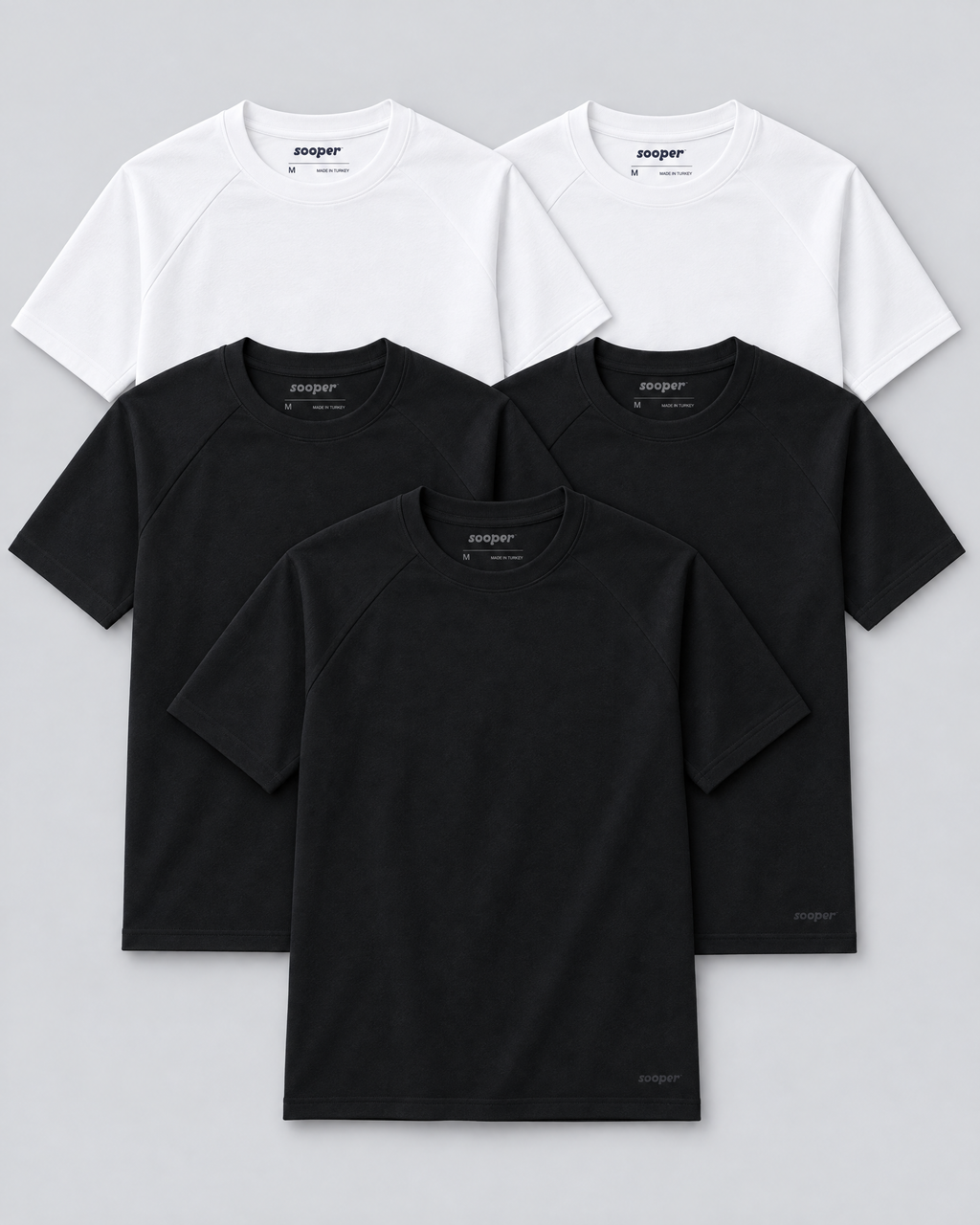 Sooper Raglan Tee 5-Pack - Black/White