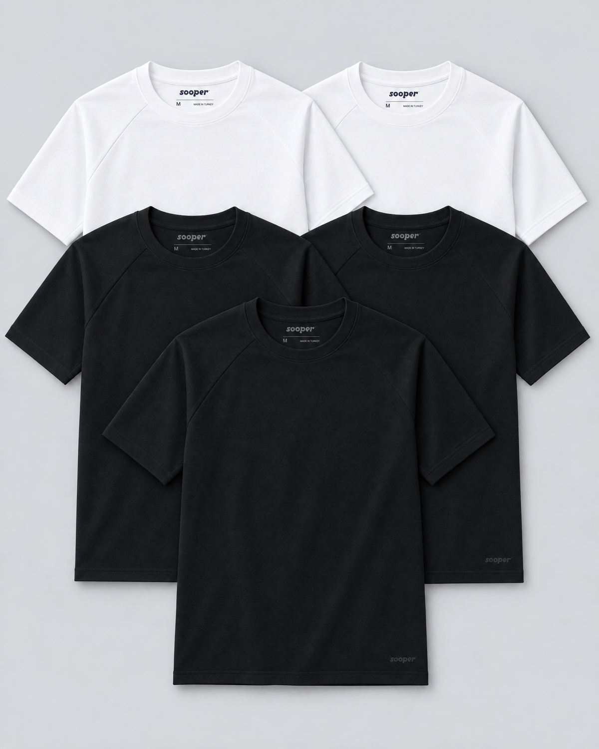 Sooper Raglan Tee 5-Pack - Black/White
