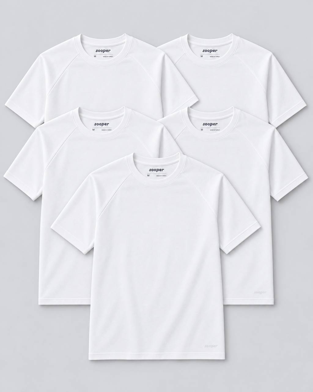 Sooper Raglan Tee 5-Pack - White