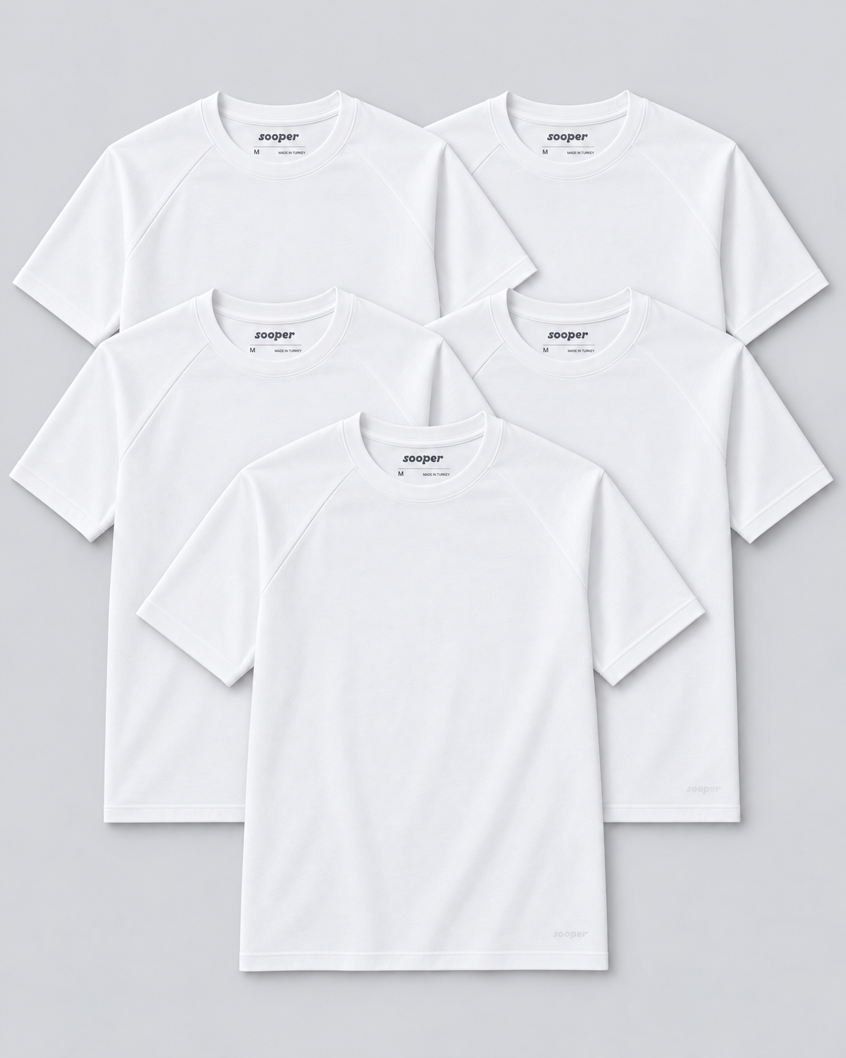 Sooper Raglan Tee 5-Pack - White